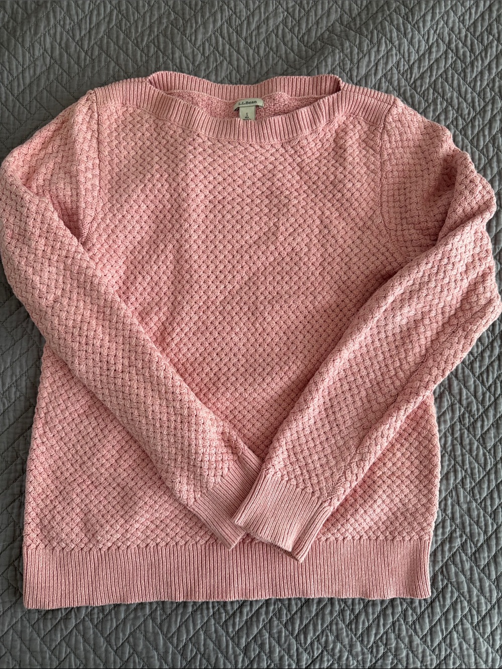 LLBean Pink Textured Crewneck Sweater, size small